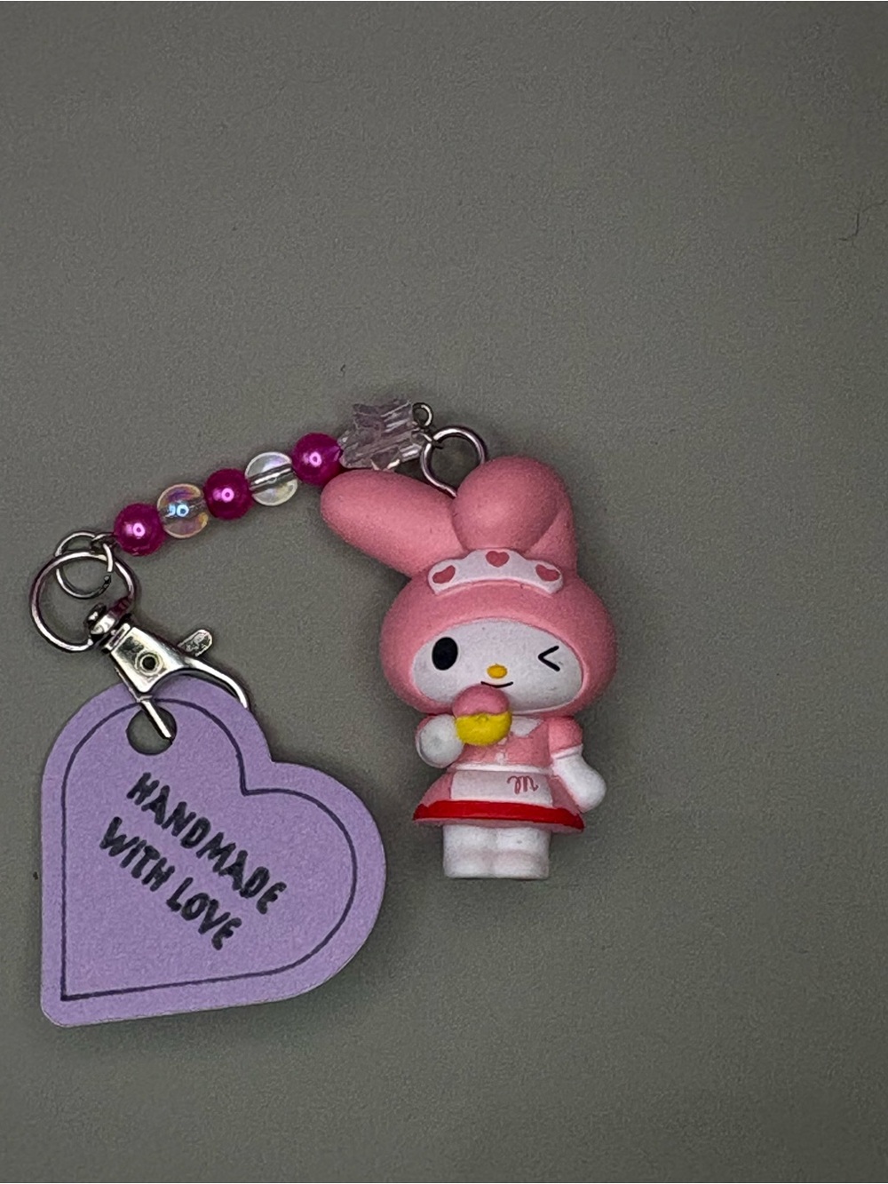 Sanrio Pink Bunny Keychain Charm - Bag Accessory
